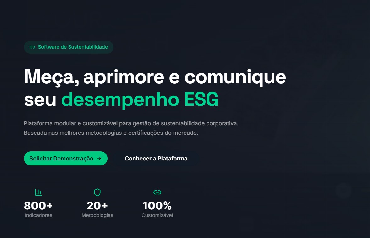 Página inicial da plataforma B.KICK: Meça, aprimore e comunique seu desempenho ESG