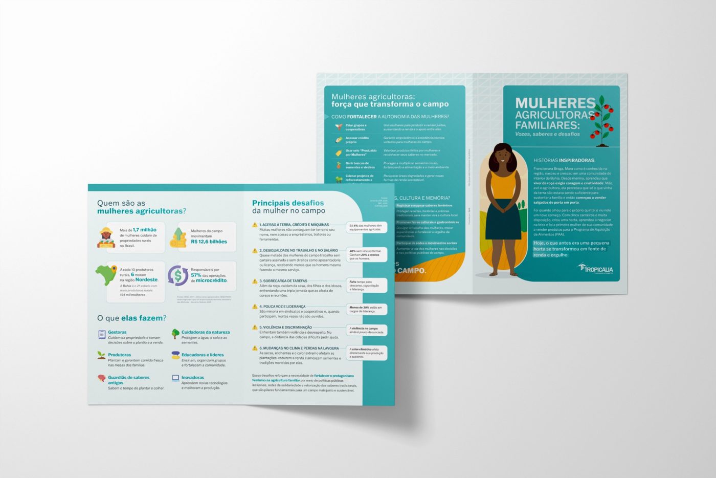 Leaflet “Women family farmers: voices, knowledge and challenges” (mockup).