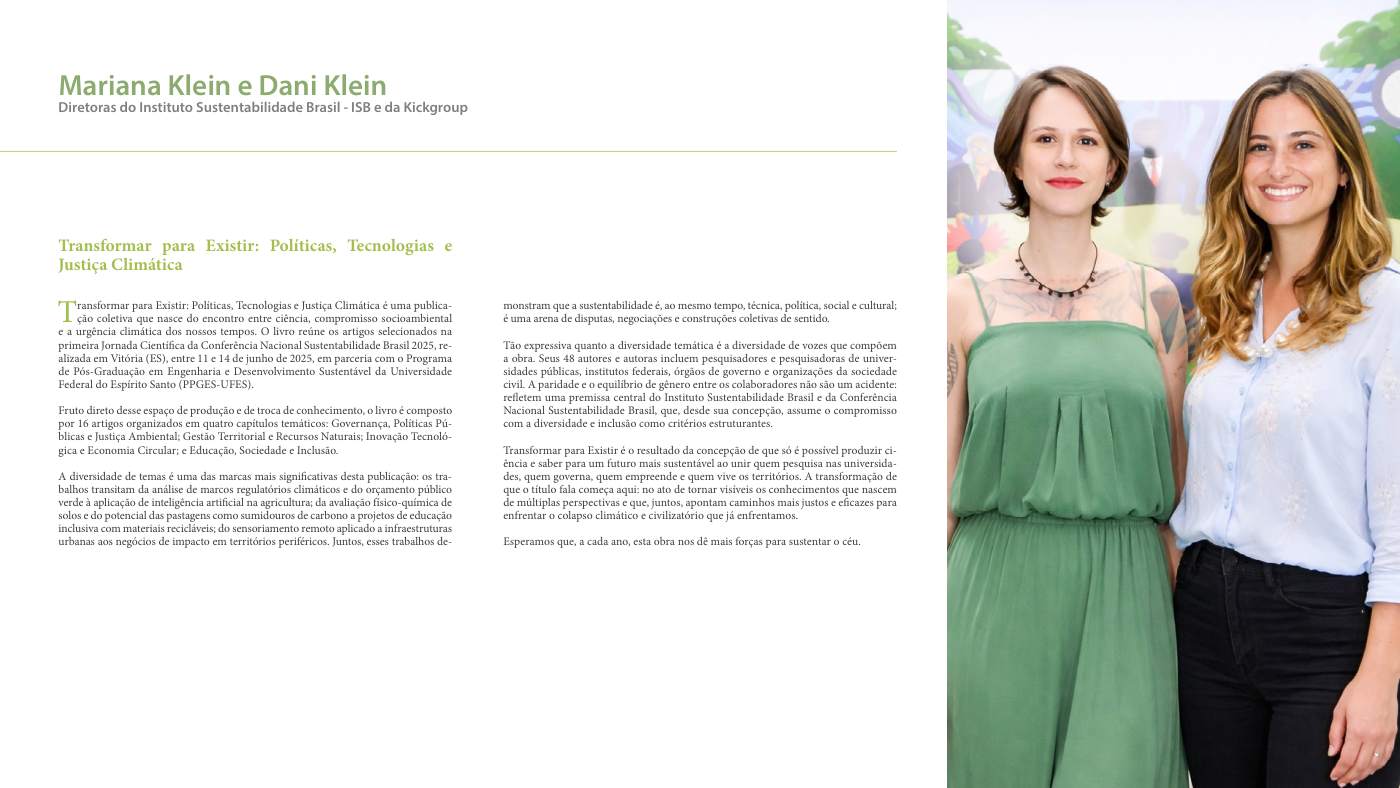 Introduction to the book, signed by Mariana Klein and Daniela Klein